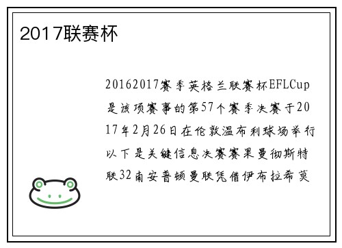 2017联赛杯