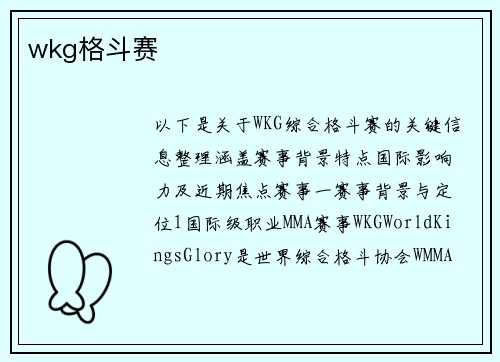 wkg格斗赛